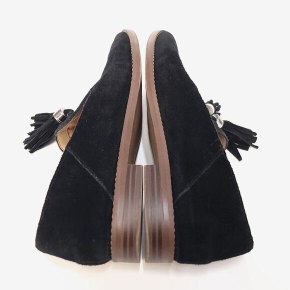 Franco Sarto Flat Loafers Size 7.5 Black Leather Shoes Women's Suede Used - Picture 8 of 13